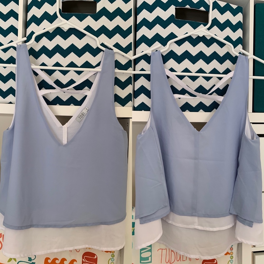 Blue and white tank top